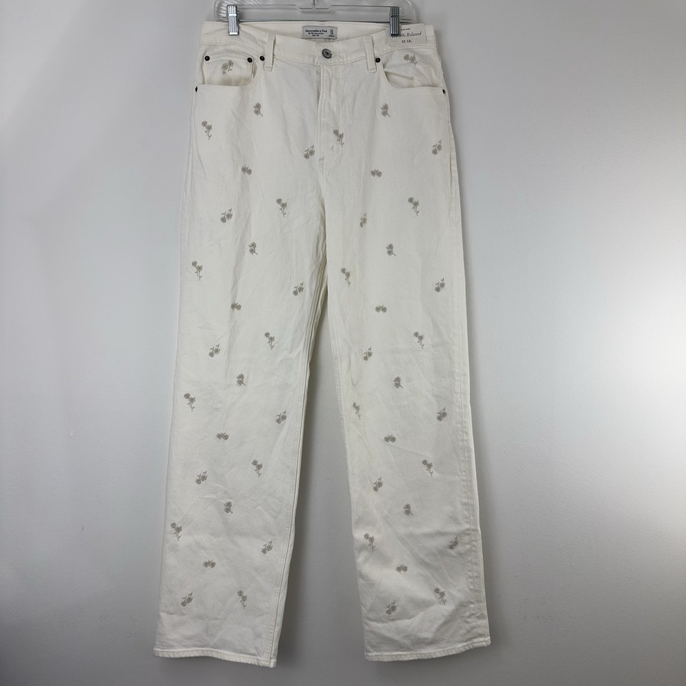 Abercrombie & Fitch‎ Women's The '90s Relaxed High Rise Jeans White Size 31 L